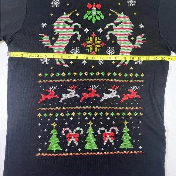 Unicorn black tacky Christmas sweater size L/Large - Picture 7 of 7